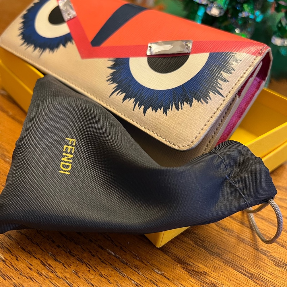 Fendi Monster Continental Multicolor Wallet w/ Crossbody Chain, Box & Dust Bag - Picture 12 of 14